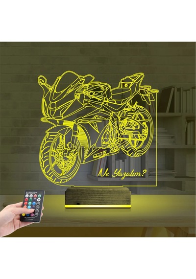 Luvivia Motosiklet Yarış Motoru Kişiye Özel 3d Lamba - Masa Gece Lambası V2 Şeffaf