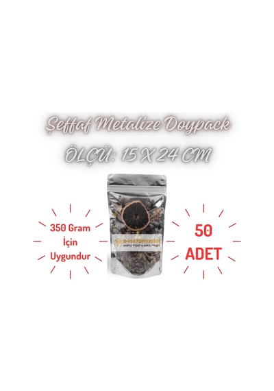 Şeffaf Metalize Doypack 350 G 50'li 15 x 24 x 8 CM