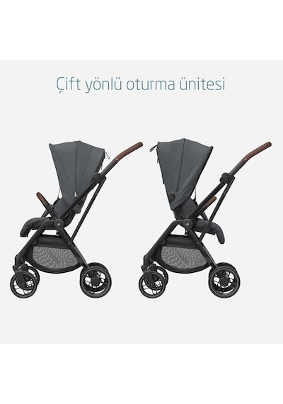 Maxi-Cosi Leona2-Cabriofix I-Size Tek Elle Katlanabilen Ultra Kompakt Çift Yönlü Seyahat Sistem Bebek Arabası Graphite
