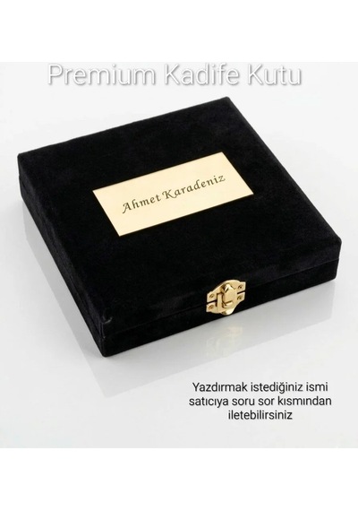 Premium Kadife Kutulu Tesbih, Altın Parçacıklı Tesbih, Özel Yazılı Harfli Tesbih, Altın Varaklı