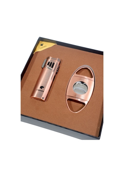 Cohiba Çakmak Kesici İkili Bronz Puro Seti - Tr9108