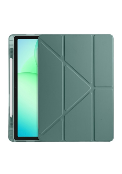 Samsung Galaxy Uyumlu Tab A11 Plus Kılıf Tri Folding Kalem Bölmeli Katlanabilir Standlı Pu Deri Yumuşak Kapak