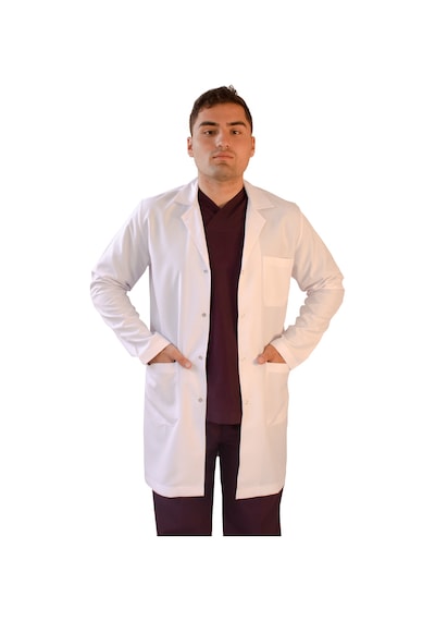 Vayteks Gömlek Yaka Orta Boy Beyaz Erkek Doktor Öğretmen Laboratuvar Önlüğü Beyaz