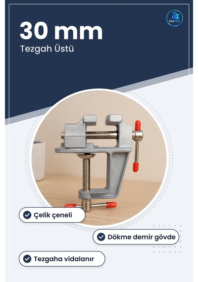Mini Masa Mengene 30 Mm Tezgah Üstü Dökme Demir Gövdeli Çelik Çen