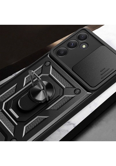Galaxy Uyumlu A55 Kılıf Magnetik Standlı Kamera Korumalı Zore Sürgülü Vega Kapak Mavi