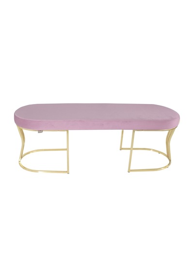 Viego Gold Smooth- Pembe Kapitoneli Model Puf & Bench & Koltuk- Oturak-uzun Makyaj Puff-yatak Odası Ucu &önü