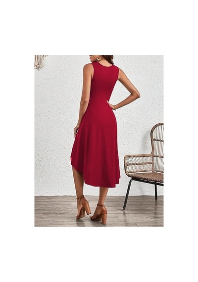 Butik İstanbul Kadın Sıfır Kollu Bisiklet Yaka Büzgülü Asimetrik Kesim Detaylı Janjan Krep Elbise Kırmızı Butik İstanbul Kadın Sıfır Kollu Bisiklet Yaka Büzgülü Asimetrik Kesim Detaylı Janjan Krep Elbise Kırmızı