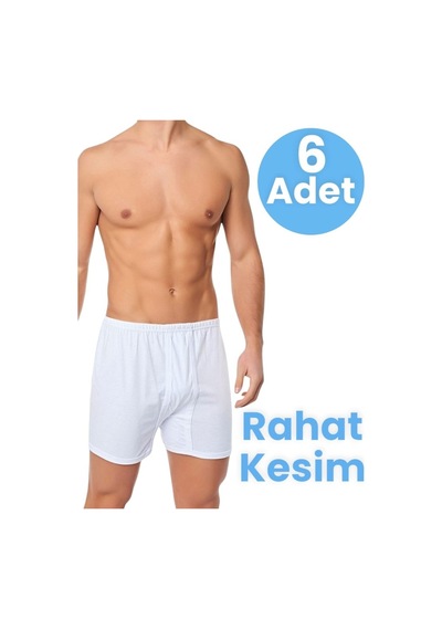 Tezzgelsin Mood Agenda Erkek Rahat Kesim 6'lı Pamuklu Külot Boxer Beyaz