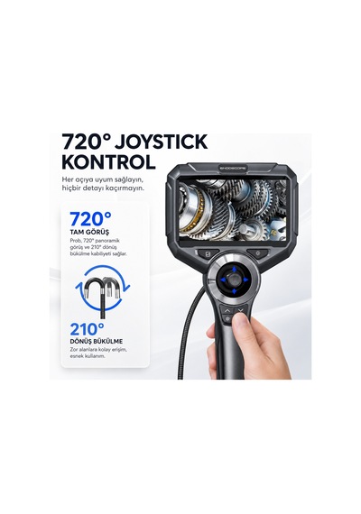 Uninet Oynar Başlıklı Joystickli Ekranlı Kayıt Yapabilen 1mt Kablolu Endoskop Yılan Kamera