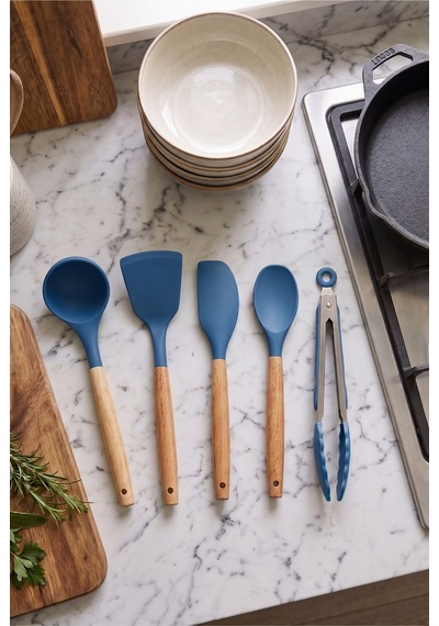 Bambu Saplı Mavi Silikon Mutfak Gereçleri Seti 5 Parça Yanmaz Yapışmaz Servis Seti Kepçe Spatula Kaşık Maşa Seti Silikon Mutfak Seti Mavi Mavi Bambu Saplı Mavi Silikon Mutfak Gereçleri Seti 5 Parça Yanmaz Yapışmaz Servis Seti Kepçe Spatula Kaşık Maşa Seti Silikon Mutfak Seti Mavi Mavi