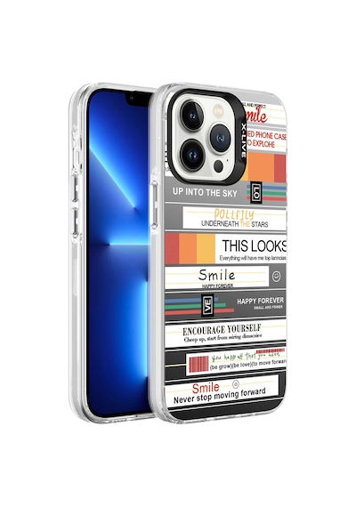 Apple Uyumlu  iPhone 13 Pro Max Kılıf Desenli Zore Silver Sert Kapak