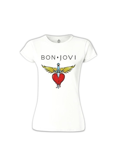 Bon Jovi Beyaz Kadın Tshirt 001