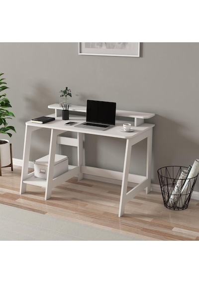 Country Ergonomik Çalışma Masası, Modern Bilgisayar Masası - Beyaz