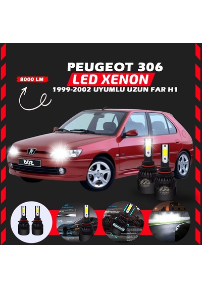 Peugeot 306 1999-2002 Uzun Far Uyumlu Şimşek Etkili Led Xenon Light Series H1