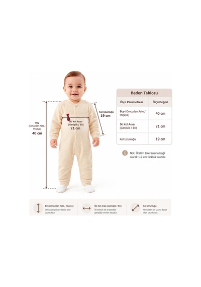 Gülerçocuk Kışlık Termal Soft Dokulu Mürdüm Kravat Detaylı Bebek Tulumu Bej - 931448853 Bej