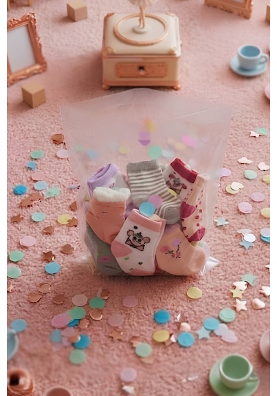 Socketta 5'li Karışık Renkli Sürpriz Paket Kız Bebek Pamuk Desenli Soket Çorap - Premium Çok Renkli Socketta 5'li Karışık Renkli Sürpriz Paket Kız Bebek Pamuk Desenli Soket Çorap - Premium Çok Renkli