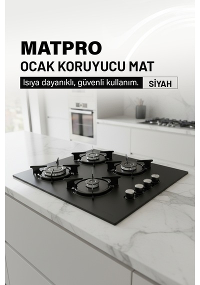 Kumtel Set Üstü Ocak Koruyucu Silikon Mat Siyah