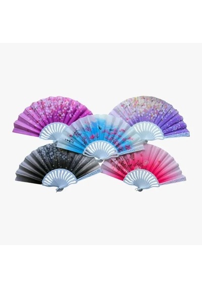 Plastik Kumaş Yelpaze 12 Adet Karışık Renk 59391537