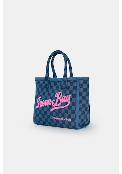 İcone Bag Icone Yıkamalı Denim Püskül Detaylı Şık Günlük & Plaj Çantası, Püsküllü Omuz Çantası Kot Lacivert