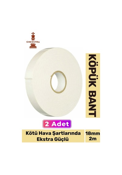 Uzun Ömürlü Süngerli Ultra Yapışkan İç Dış Mekan Çok Amaçlı Çift Taraflı 18mmx2m Köpük Bant 2 Adet
