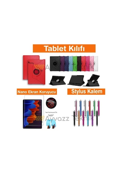 Huawei Uyumlu T5 10 360 Derece Dönerli Standlı Tablet Kılıfı 3Lü Set