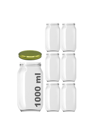 Afracam 1000 Ml Konserve Kavanoz Metal Kapaklı Şeffaf Cam 1000 Cc Paşabahçe 6 Adet Gold Kapak Genel