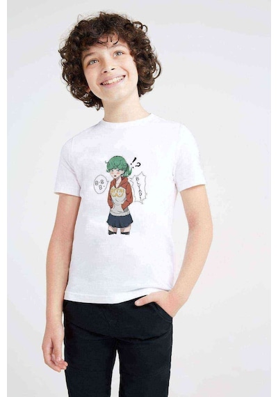 Tshirthane Anime Oppi Baskılı Unisex Çocuk Beyaz T-Shirt