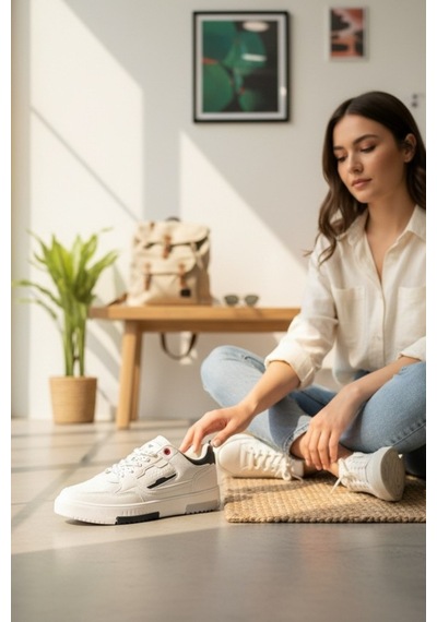 Enoch Günlük Spor Ayakkabı Kalın Tabanlı Sneaker Kontrast Şeritli Ve Aksan Detaylı Model Beyaz Enoch Günlük Spor Ayakkabı Kalın Tabanlı Sneaker Kontrast Şeritli Ve Aksan Detaylı Model Beyaz