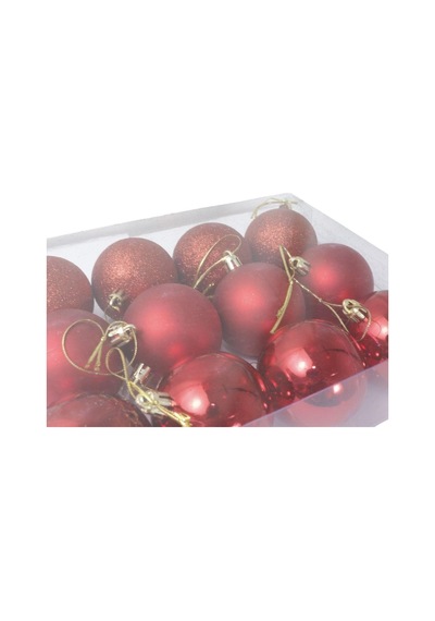 T.concept Yılbaşı Süsü Çam Ağacı Topu 12'li Noel Küresi 6 Cm Kırmızı