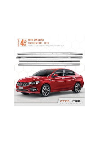 intakrom Fiat Egea Krom Cam Çıtası 4 Parça 2015 ve Üzeri