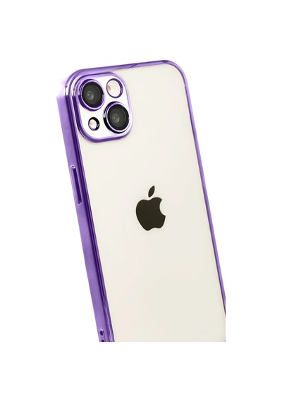 Apple Apple iPhone Uyumlu 15 Razer Lensli Silikon - Mor Düz Renkli