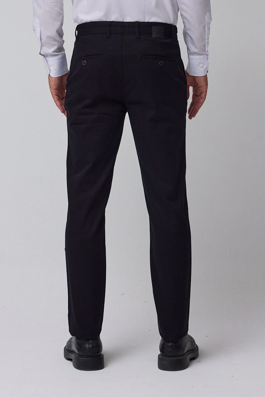 İmza Siyah Yan Cep Düz Paça Pamuklu Slim Fit Chino Casual Pantolon 1003255155 Siyah