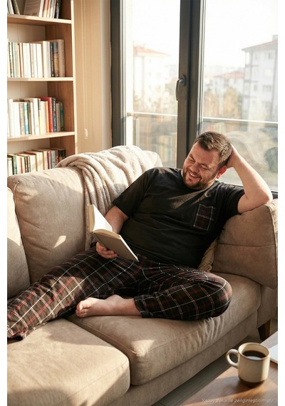 Buratti Pamuklu Regular Fit Büyük Beden Erkek Pijama Takımı 6572002B Siyah