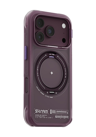 İphone 18 Pro Max Uyumlu Kılıf M-safe Şarj Özellikli Airbagli Standlı Skinarma Atlas Kapak Bordo
