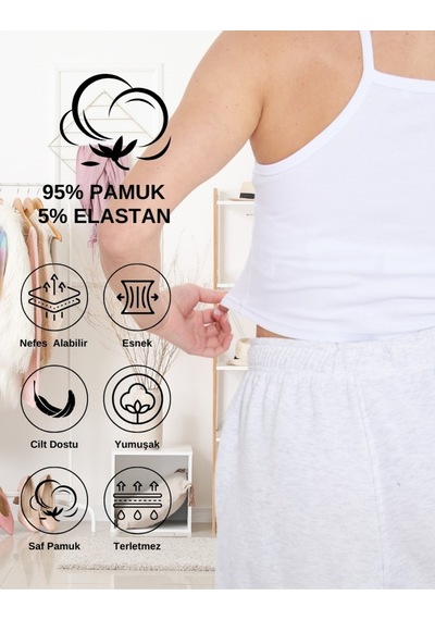 Alya Underwear Kaşkorse Geniş Yaka Askılı Crop Beyaz