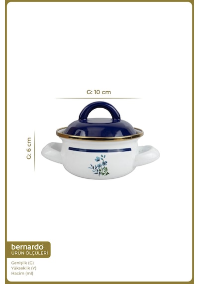 Bernardo Sapphire Emaye Mini Pot 10 Cm Siyah