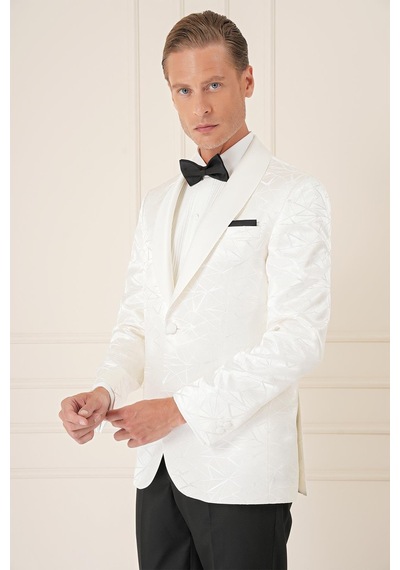 Efor Black 036 Slim Fit Saten Yaka Çift Yırtmaçlı Tek Düğmeli Krem Damatlık Smokin Ceket Krem Efor Black 036 Slim Fit Saten Yaka Çift Yırtmaçlı Tek Düğmeli Krem Damatlık Smokin Ceket Krem