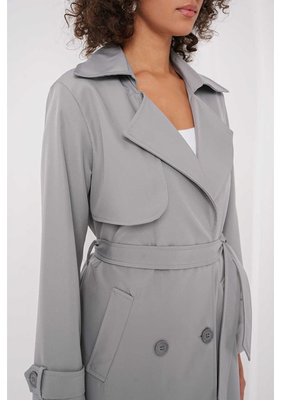 Bigdart Gabria Kol Düğme Detaylı Trenchcoat Gri