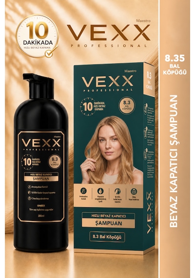 Vexx Professional Beyaz Kapatıcı Pratik Boya Şampuan Bal Köpüğü 8.3 Amonyaksız Formül 300 Ml.