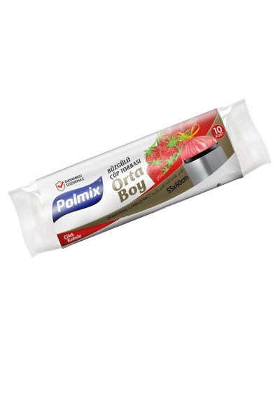 30 Rulo Orta Boy Çilek Kokulu Büzgülü Çöp Torbası 55 X 60 Cm - P