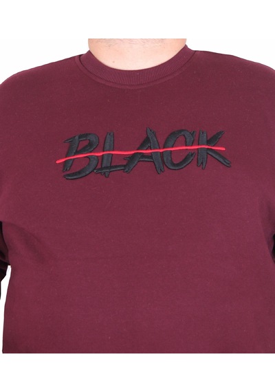 Moc Grande Mocgrande Erkek Büyük Beden Sıfır Yaka 3ip Sweat Black 24202 Murdum Mürdüm