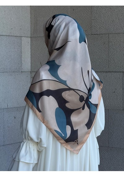 Qalortex Scarf Pamuklu Vera Desen Eşarp-petrol