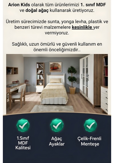 Nefes 4 Kapaklı Dolap Aytaşı Renk Mdf Gürgen Ağacı Ayaklı Diğer