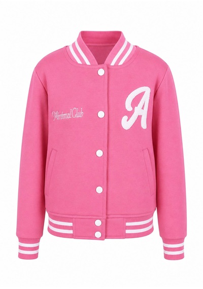 Trender Düğmeli A Baskı 3 İp Kolej Pembe Erkek Çocuk Sweatshirt 8088