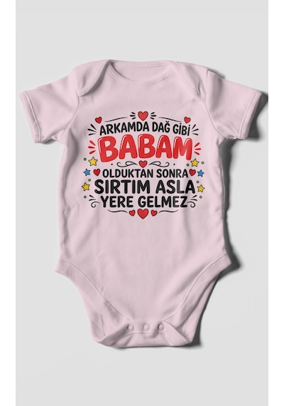 Morivokids Babaya Özel Kısa Kollu Bebek Body %100 Pamuk Zbn286-kk Bebe Pembe