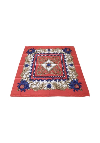 Tikitonki Çiçek Desenli Saten Pudra Pembe Eşarp - 90x90 Pembe Pembe