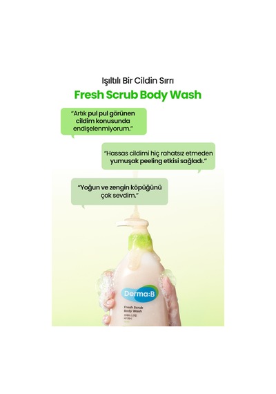 Kuru Ciltler İçin Peeling Etkisi Sunan Tanecikli Nemlendirici Duş Jeli Derma:b Fresh Scrub Body Wash