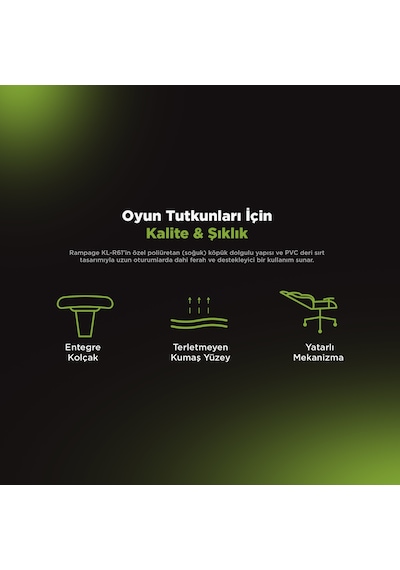 Styles Kl-R61 Yeşil/Siyah Gaming Oyuncu Koltuğu