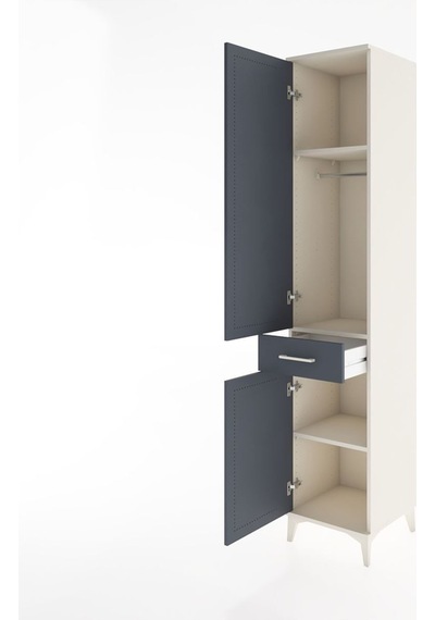 Hyperion Dolap 3 Raflı Tek Çekmeceli Tek Askılı 44x44x221 Aytaşı-antrasit Aytası