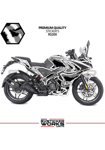 Bajaj Rs200 Kaplama Sticker Air Brush Motor Kaplama Modeli Hazır Kit Tüm Modeller Uyumlu Gri